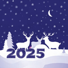 2025 happy new year themed vector drawing
