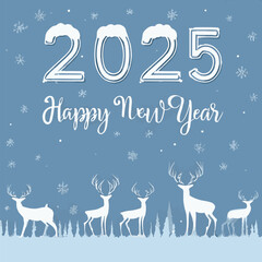 2025 happy new year themed vector drawing