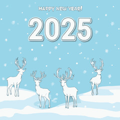 2025 happy new year themed vector drawing