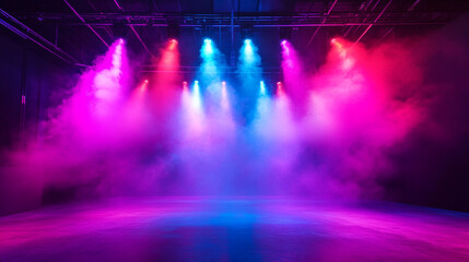 Colorful Stage Lights with Smoke and Fog for Concert or Show