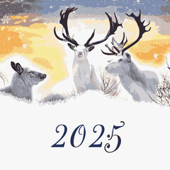 2025 happy new year themed vector drawing