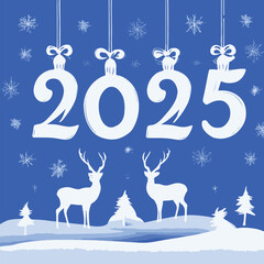 2025 happy new year themed vector drawing