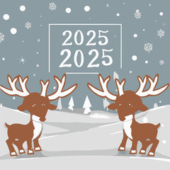 2025 happy new year themed vector drawing