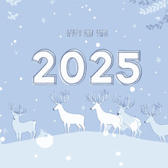 2025 happy new year themed vector drawing