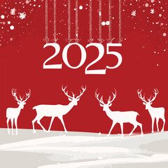 2025 happy new year themed vector drawing