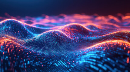 digital grid, with lines of code forming a vast, surreal landscape