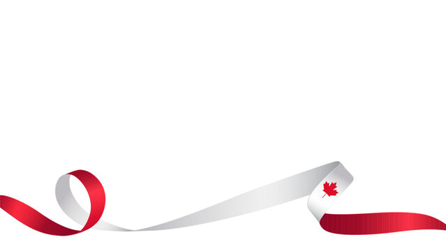 Canadian flag ribbon. Curly ribbon on white background. Vector illustration.