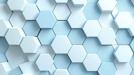 Fototapeta premium Abstract Geometric Hexagon Pattern in Blue and White Tones