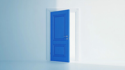 Open Blue Door in White Room   New Beginnings  Opportunity  Choice