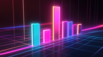 Fototapeta premium Vibrant Neon Data Visualization with Graph Bars