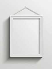 Minimalist white picture frame mounted on a plain wall, casting soft shadows.
