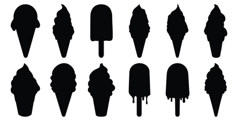 Ice cream silhouette set vector design big pack of cream illustration and icon
