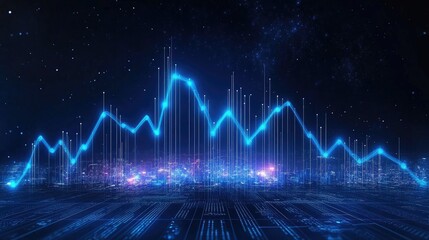Fototapeta premium Digital Stock Market Graph with Blue Data Visualization