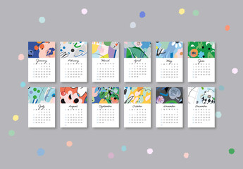Calendar 2025 With Floral Elements Layout