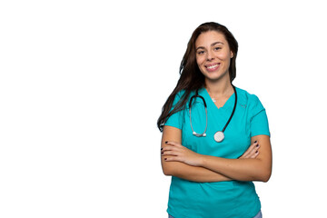 Portrait of a young nurse wearing scrubs and a friendly smile