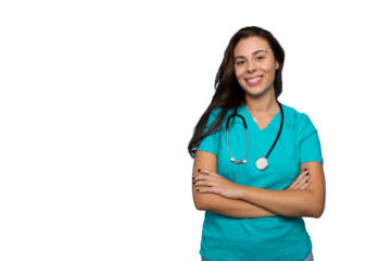 Portrait of a young nurse wearing scrubs and a friendly smile