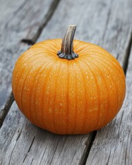 Autumn Decorative Pumpkin on Wooden Surface