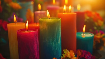 Beautifully crafted Juneteenth candles displayed in a colorful setting, symbolizing remembrance and celebration