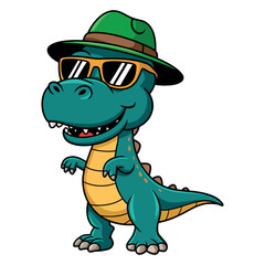 Fototapeta premium Cool Dinosaur Wearing Sunglasses