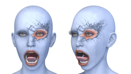 女性の顔アップ　3DCGレンダリング