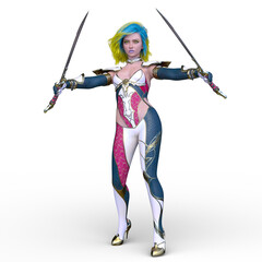 Obraz premium 女性剣士 3DCGレンダリング