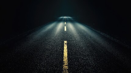 Dark asphalt road at night spooky theme