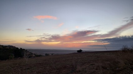 Sunrise background on the top of a mountain 