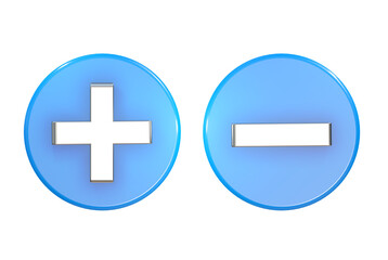 Obraz premium Plus and minus buttons 3d on png transparent background.