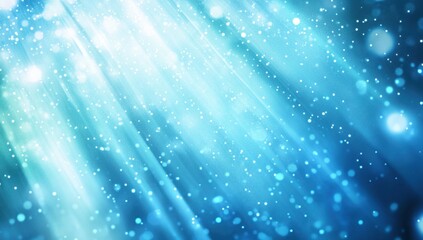 Naklejka premium Blue, glowing light particles against a background with white star dust and rays of light An abstract, futuristic illustration of a digital space, universe, or cosmic energy in blue Generative AI