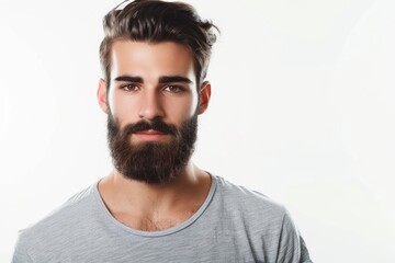 Obraz premium Handsome man in casual attire with serious expression.