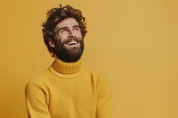 Fototapeta premium Handsome man in turtleneck sweater smiling confidently.