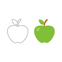 Apple fruit shape for tracing and coloring kids coloring book page vector illustration isolated 