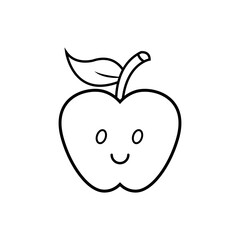 Apple outline vector art illustration for children coloring page or coloring book isolated on white