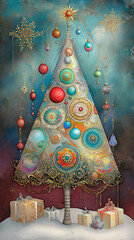 Decorated vintage christmas tree