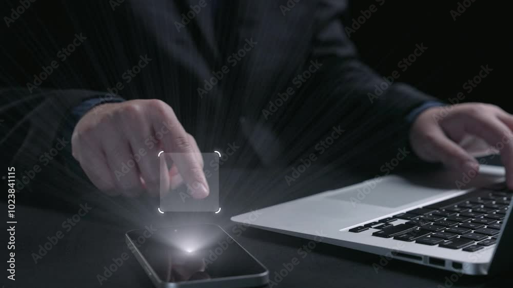 Poster business person checking email inbox, organizing and prioritizing messages for better productivity. 
