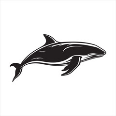 Obraz premium black whale,fish, dolphin, shark, animal, sea, vector, ocean, blue, cartoon, illustration, white, isolated, water, mammal, marine, fin, underwater, silhouette, nature, art, swimming, wildlife, black, 
