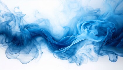 Fototapeta premium Soft Blue Smoke Reminiscent of Winter Mornings Spreading Across White Background