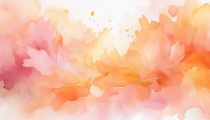 Warm Pastel Watercolors in Shades of Orange, Pink, and Yellow Spreading Across a White Background