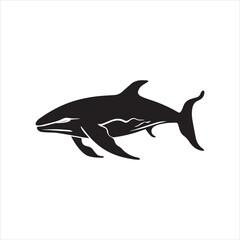 Fototapeta premium black whale,fish, dolphin, shark, animal, sea, vector, ocean, blue, cartoon, illustration, white, isolated, water, mammal, marine, fin, underwater, silhouette, nature, art, swimming, wildlife, black, 