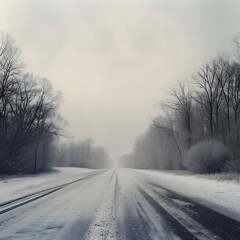 Winter's Poem: The Slick Symphony of Icy Roads and Nature's Frosted Embrace