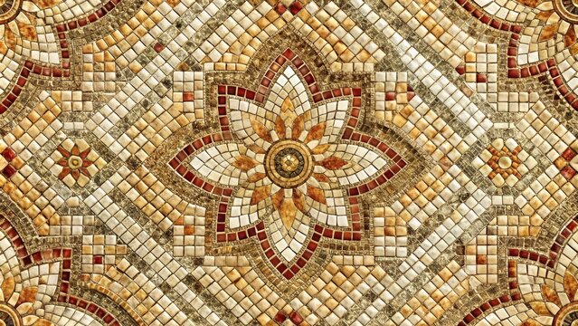 Ancient mosaic pattern forming a flower ornament