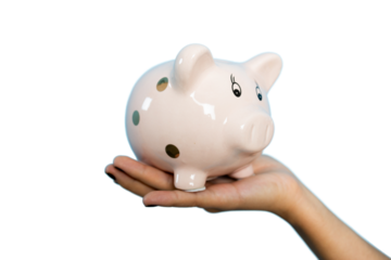 Young woman holding a piggy bank as a symbol of financial savings