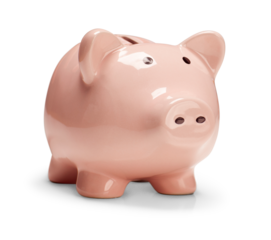Pink Piggy Bank Isolated. Transparent PNG.
