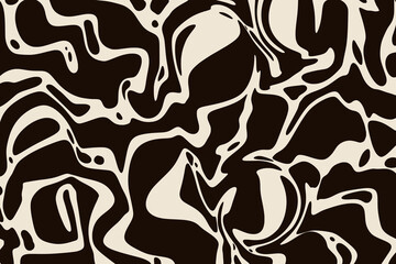 Background with psychedelic trippy vibes in black and white color. Black shapes isolated on white background. Simple liquid design.