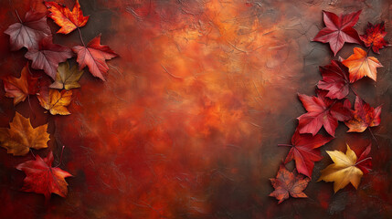 Autumn Leaves Frame with Warm Orange Tones for Seasonal Background