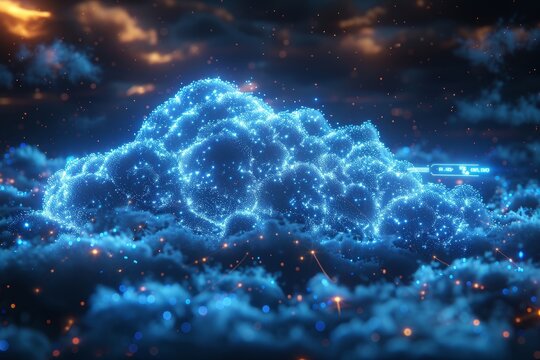 Mind uploading  transferring consciousness to cloud systems with progress indicators - Powered by Adobe