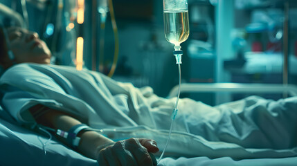 A Patient Receiving Intravenous Medication in a Hospital Setting - The Essence of Medical Intervention