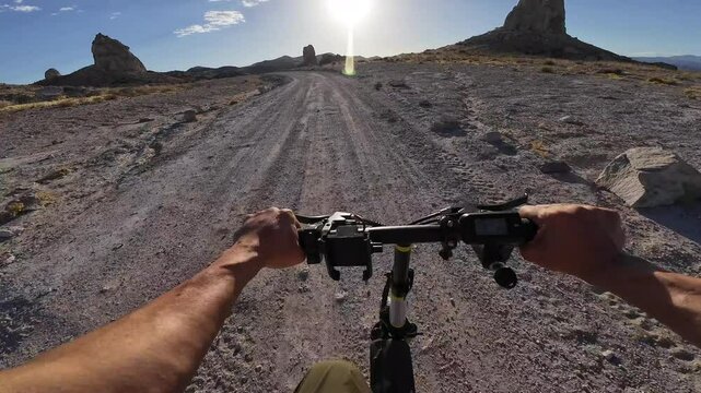 Death Valley Region Mountain Bike POV Trona Pinnacles 2 Cycling in Desert California USA