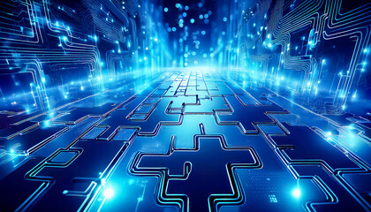 The concept of building a scalable information system like a puzzle, organizing the information flow of data exchange, API architecture