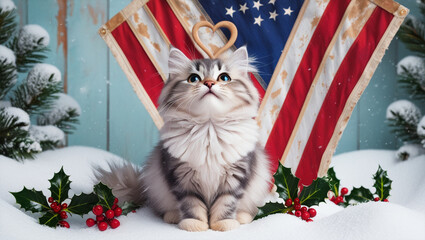 cat and christmas tree